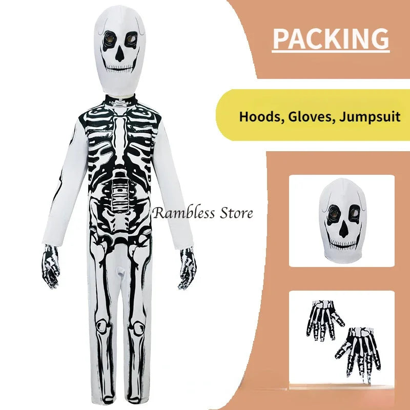 Unisex Kids Skeleton Zombie Costume - Perfect for Halloween Fun!