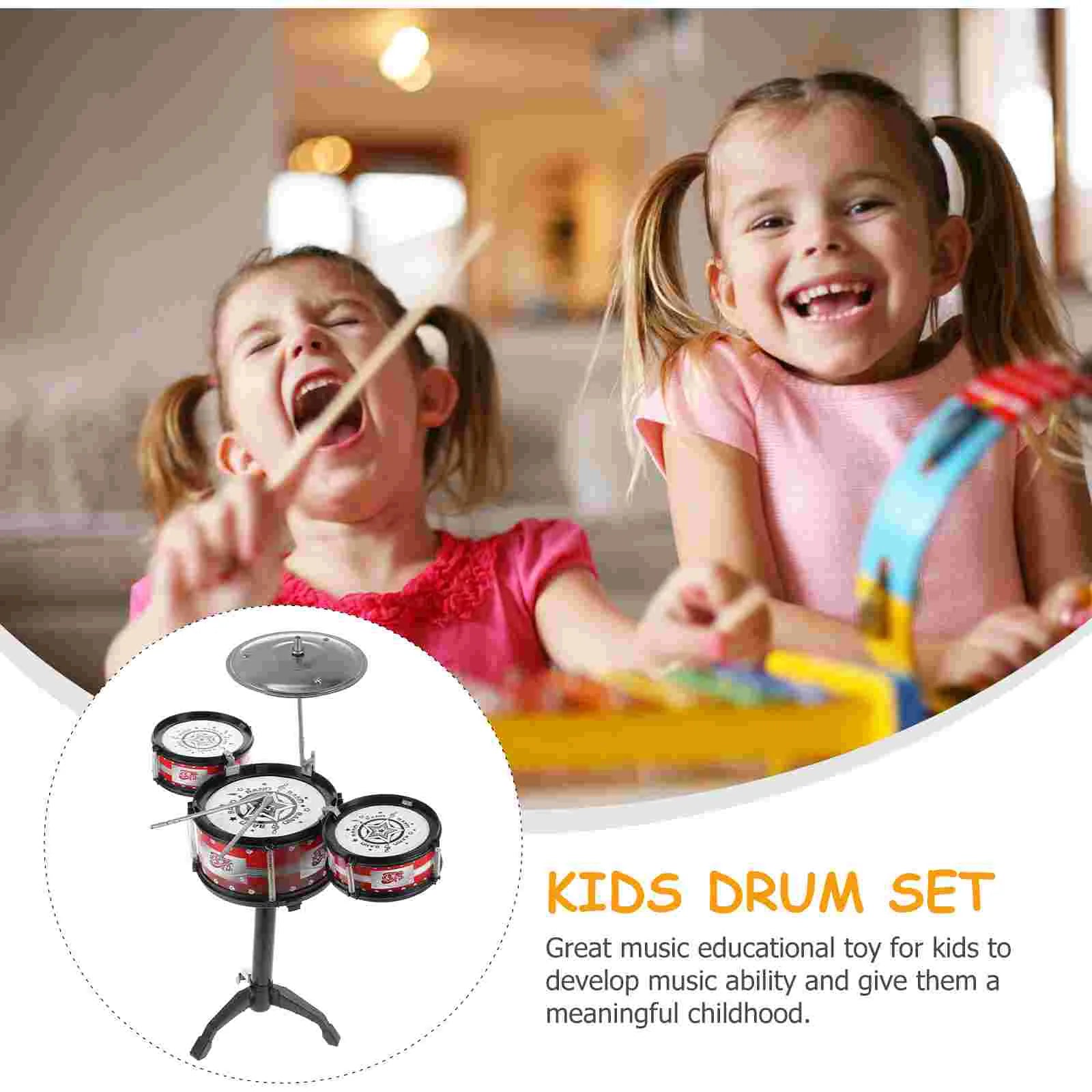 Kids Jazz Drum Set Drumsticks Cymbal Pedal with 5 Drums Musical - ToylandEU