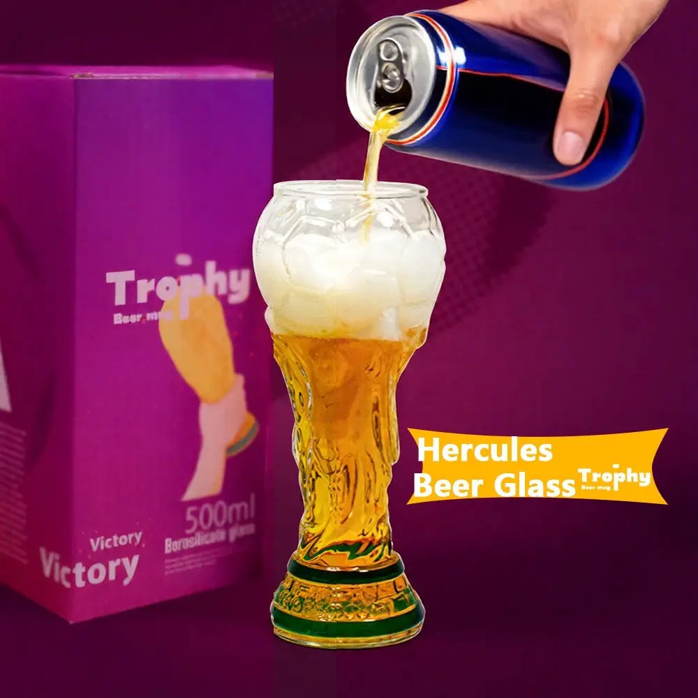 Football Soccer Trophy Shaped Beer Glass Cup Thickened Durable Sports Themed Mug for Bar Pub Party Fan Gift Home Drinkware - ToylandEU