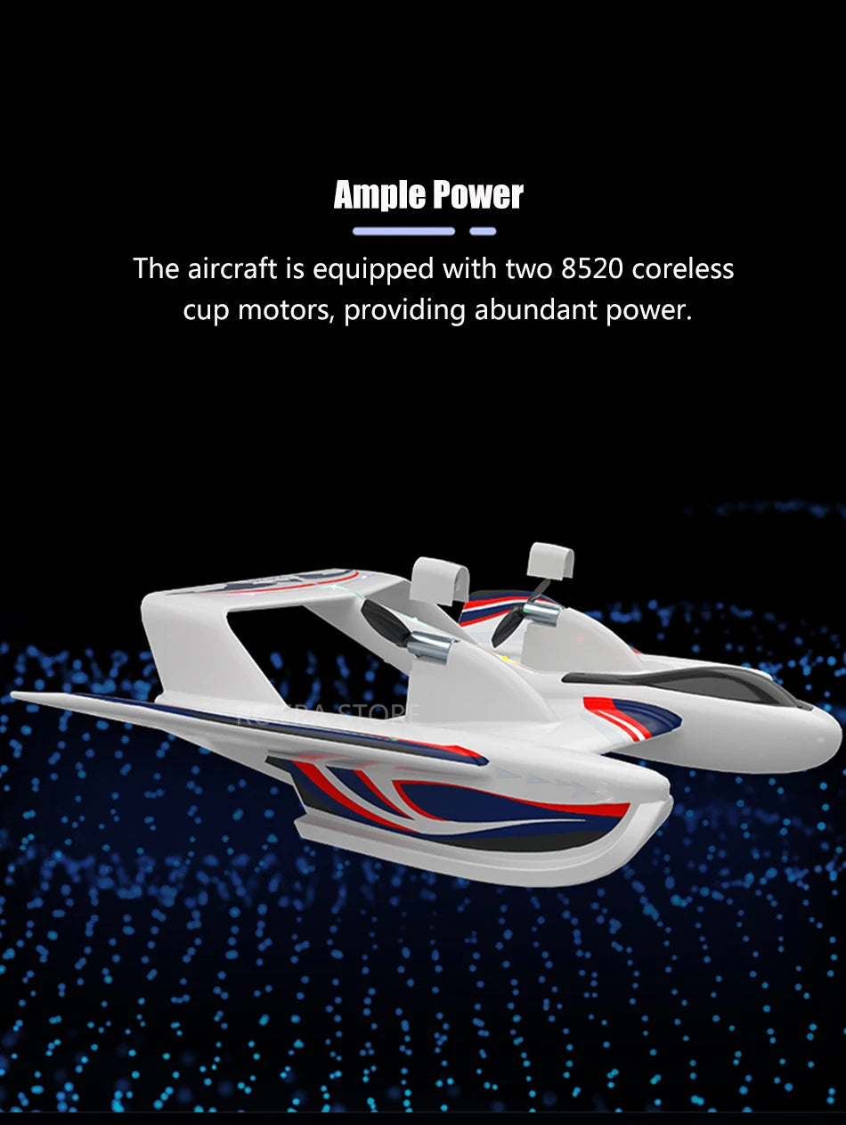 RC Amphibious EPP Foam RC Glider Aircraft with Gyro Stabilization and LED Lights - 2.4G Remote Control Airplane