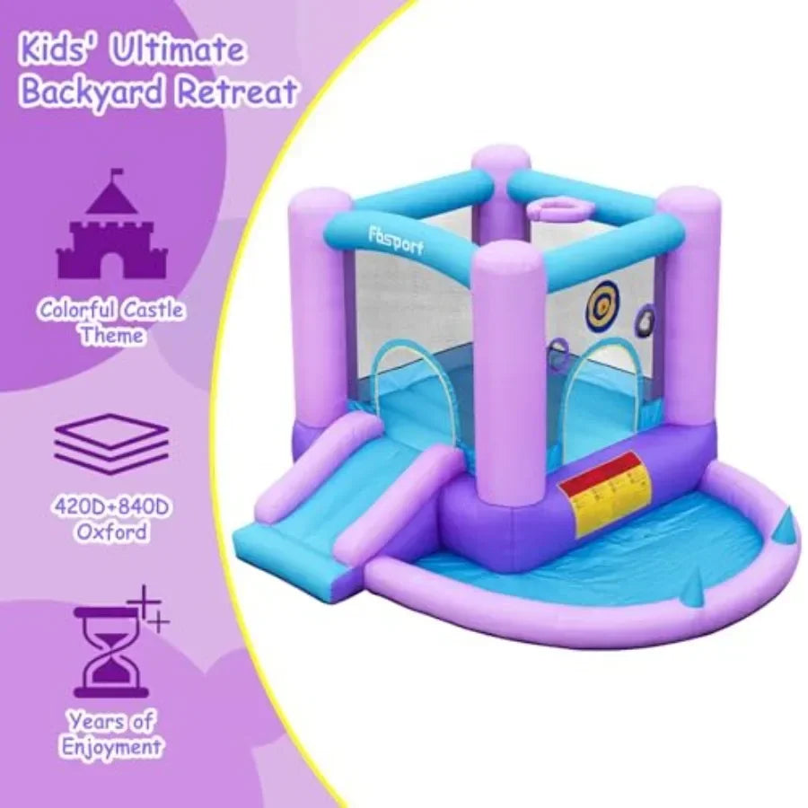 Inflatable Bounce House With Slide And Blower For Indoor Outdoor