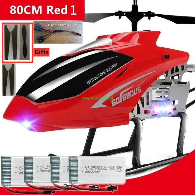 RC 150M Remote Control Large Alloy Electric Helicopter Drone Toy with LED Lights and Anti-Fall Design