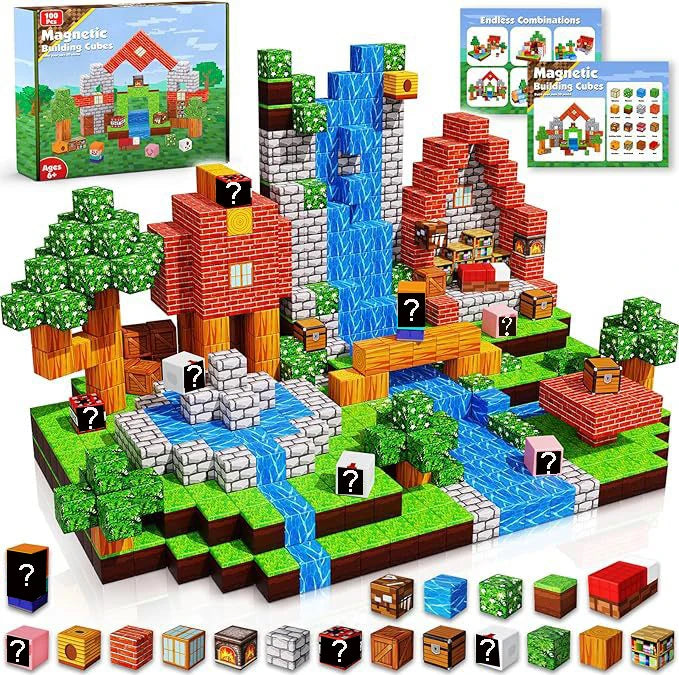 Magnetic Building Blocks | Mine World Cube Set | STEM Toy | Ages 3 Plus