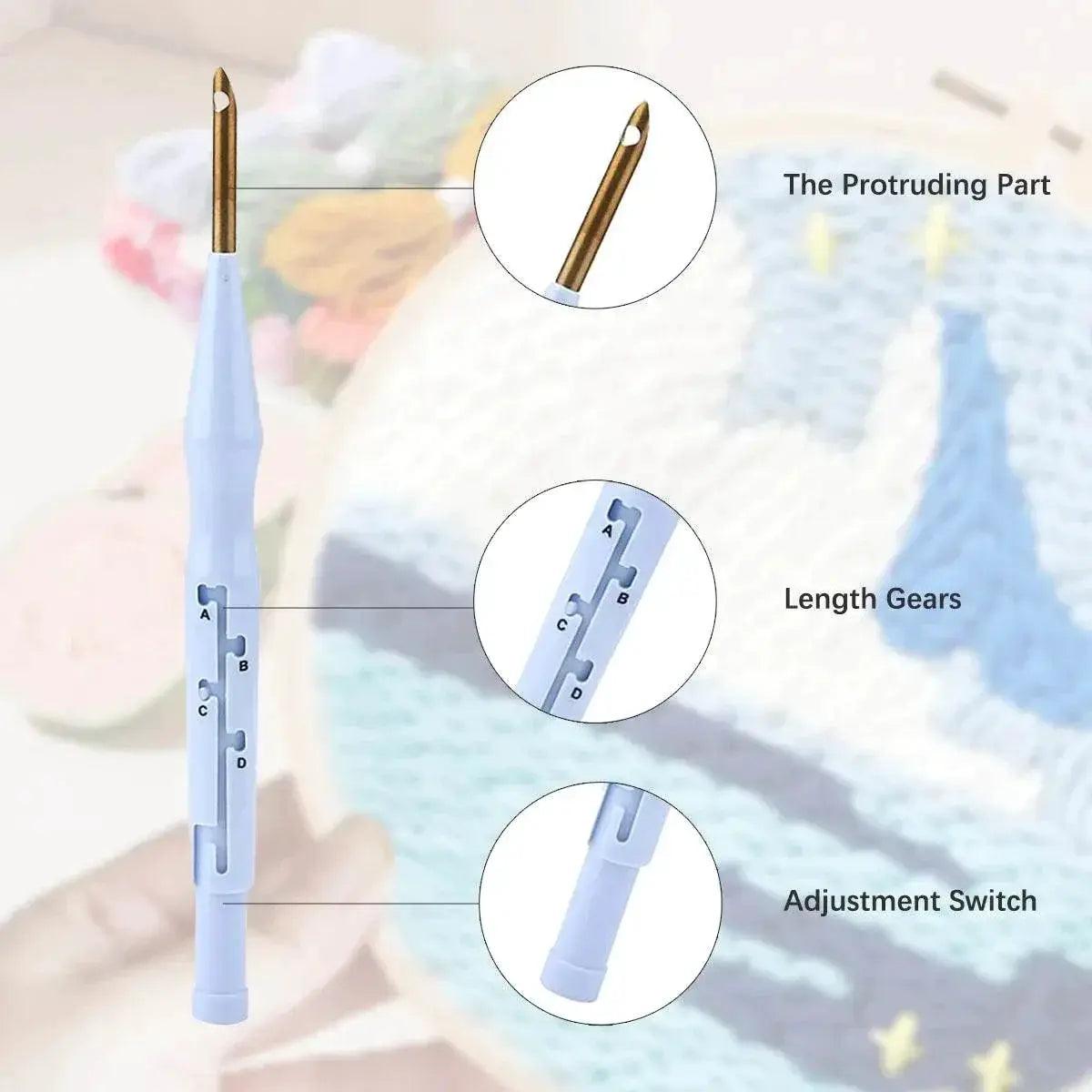  SDOYUNO Punch Needle Embroidery Kit - Adjustable Tool, Hoop, and Yarn for Beginners - 20x20cm Rug Landscape Coaster Set -  ToylandEU™