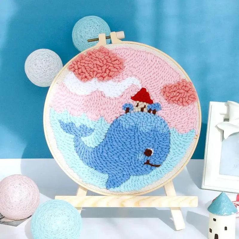  SDOYUNO Punch Needle Embroidery Kit - Adjustable Tool, Hoop, and Yarn for Beginners - 20x20cm Rug Landscape Coaster Set -  ToylandEU™