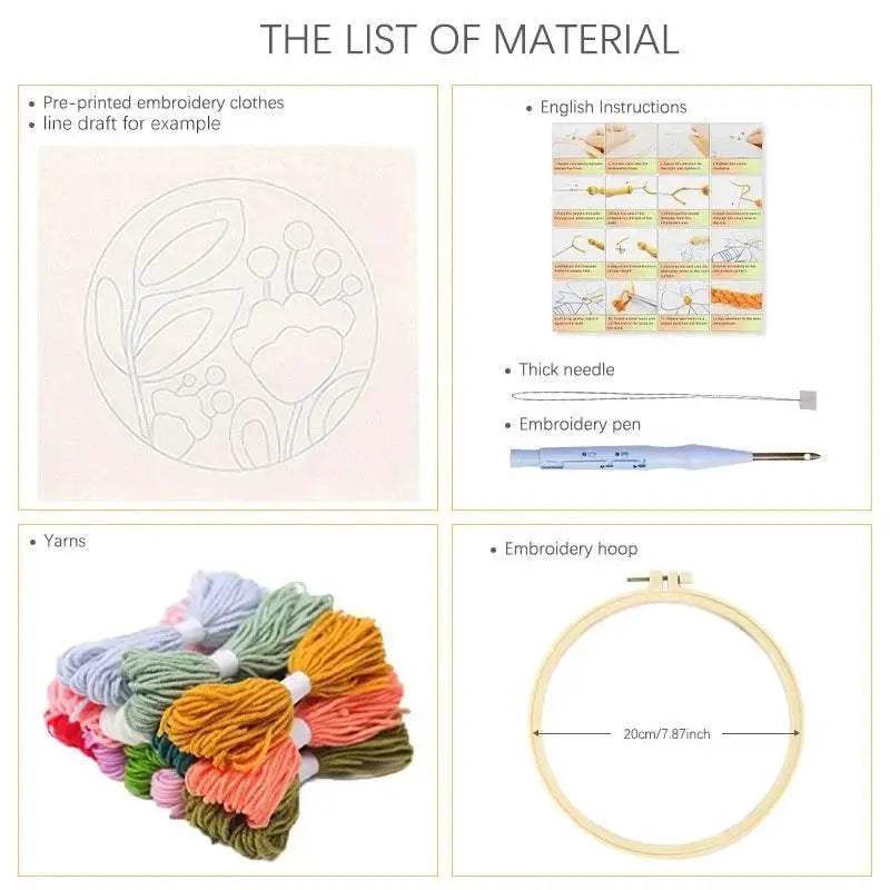  SDOYUNO Punch Needle Embroidery Kit - Adjustable Tool, Hoop, and Yarn for Beginners - 20x20cm Rug Landscape Coaster Set -  ToylandEU™