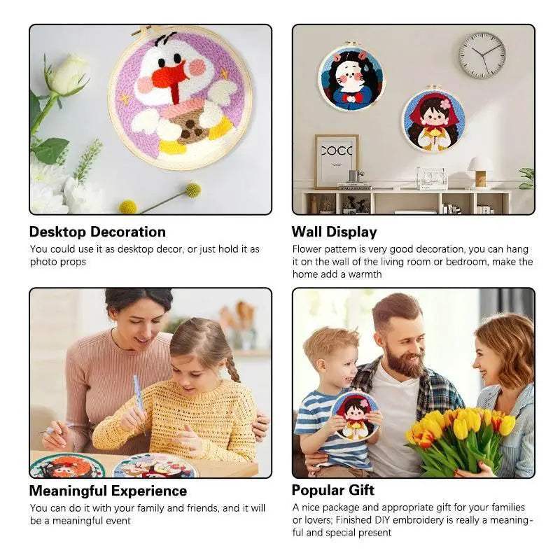  SDOYUNO Punch Needle Embroidery Kit - Adjustable Tool, Hoop, and Yarn for Beginners - 20x20cm Rug Landscape Coaster Set -  ToylandEU™