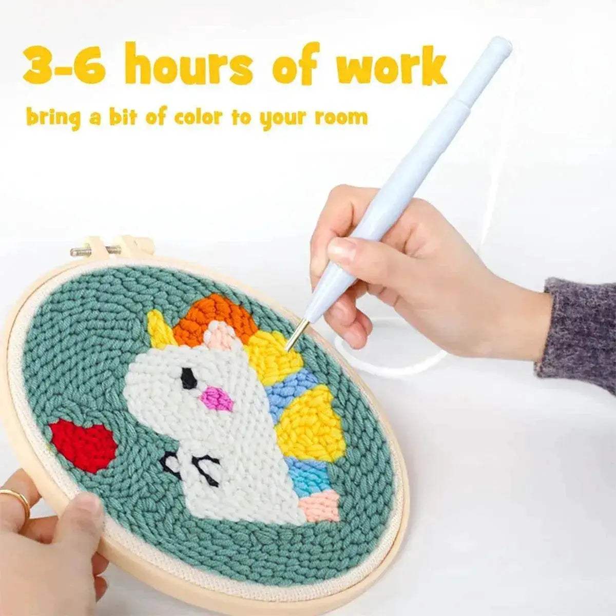  SDOYUNO Punch Needle Embroidery Kit - Adjustable Tool, Hoop, and Yarn for Beginners - 20x20cm Rug Landscape Coaster Set -  ToylandEU™