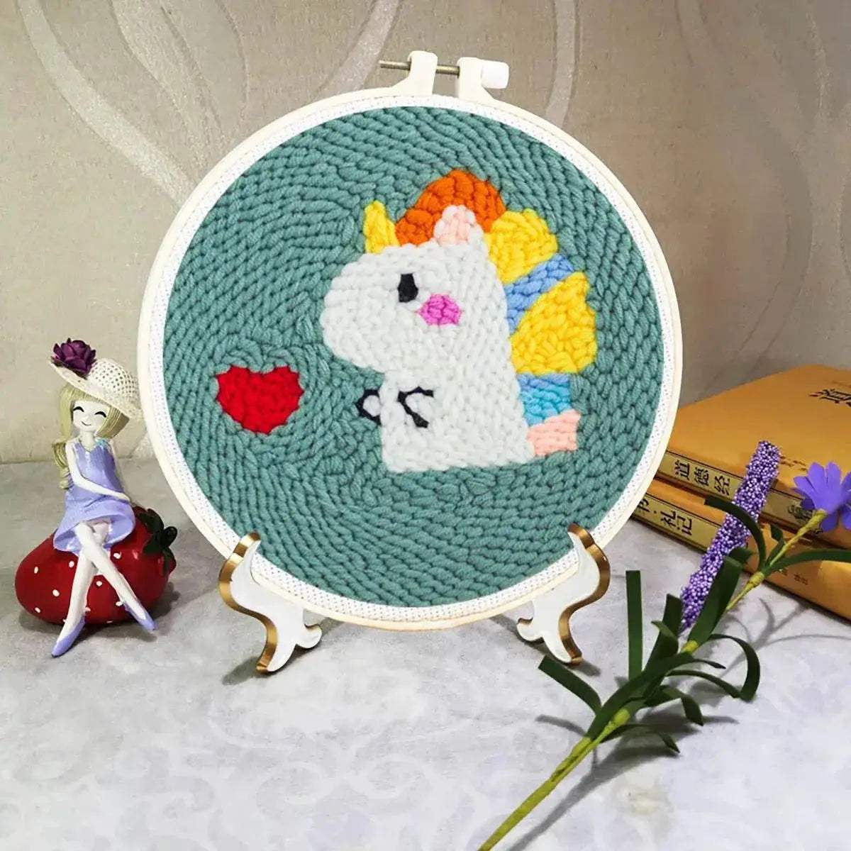  SDOYUNO Punch Needle Embroidery Kit - Adjustable Tool, Hoop, and Yarn for Beginners - 20x20cm Rug Landscape Coaster Set -  ToylandEU™