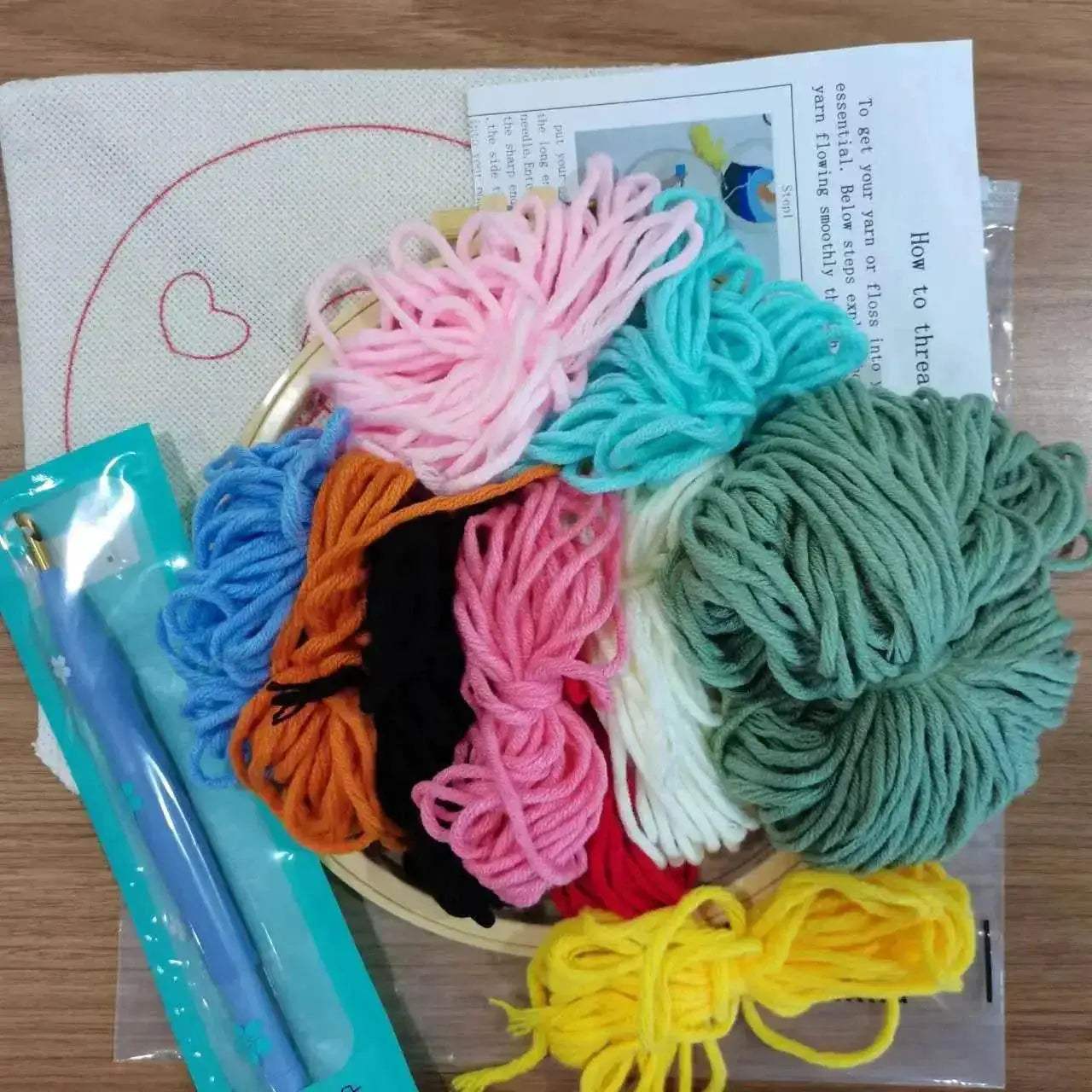  SDOYUNO Punch Needle Embroidery Kit - Adjustable Tool, Hoop, and Yarn for Beginners - 20x20cm Rug Landscape Coaster Set -  ToylandEU™