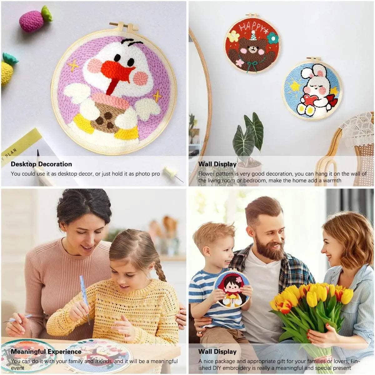  SDOYUNO Punch Needle Embroidery Kit - Adjustable Tool, Hoop, and Yarn for Beginners - 20x20cm Rug Landscape Coaster Set -  ToylandEU™
