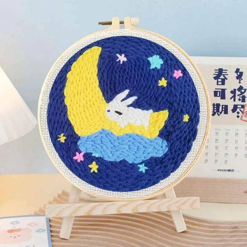  SDOYUNO Punch Needle Embroidery Kit - Adjustable Tool, Hoop, and Yarn for Beginners - 20x20cm Rug Landscape Coaster Set -  ToylandEU™