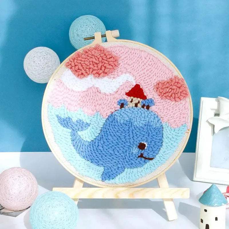  SDOYUNO Punch Needle Embroidery Kit - Adjustable Tool, Hoop, and Yarn for Beginners - 20x20cm Rug Landscape Coaster Set -  ToylandEU™