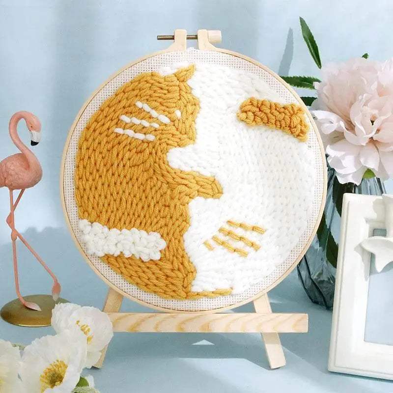  SDOYUNO Punch Needle Embroidery Kit - Adjustable Tool, Hoop, and Yarn for Beginners - 20x20cm Rug Landscape Coaster Set -  ToylandEU™