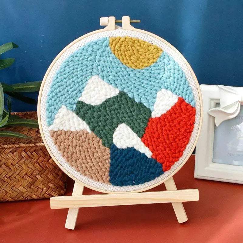  SDOYUNO Punch Needle Embroidery Kit - Adjustable Tool, Hoop, and Yarn for Beginners - 20x20cm Rug Landscape Coaster Set -  ToylandEU™