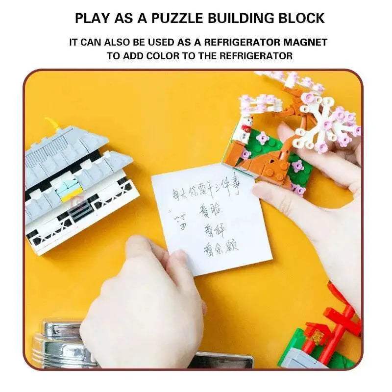 SEMBO BLOCK Japan Architecture Fridge Magnets Cherry Blossom Bricks DIY Gifts Toys for Young Child Adults - ToylandEU
