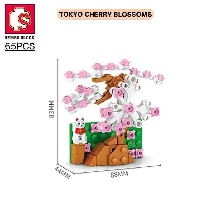 SEMBO BLOCK Japan Architecture Fridge Magnets Cherry Blossom Bricks DIY Gifts Toys for Young Child Adults - ToylandEU
