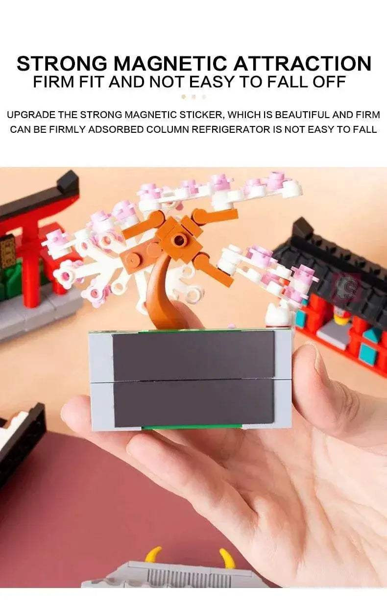 SEMBO BLOCK Japan Architecture Fridge Magnets Cherry Blossom Bricks DIY Gifts Toys for Young Child Adults - ToylandEU