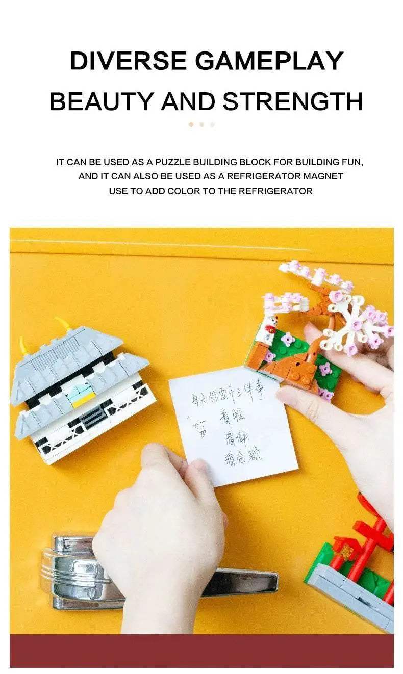SEMBO BLOCK Japan Architecture Fridge Magnets Cherry Blossom Bricks DIY Gifts Toys for Young Child Adults - ToylandEU