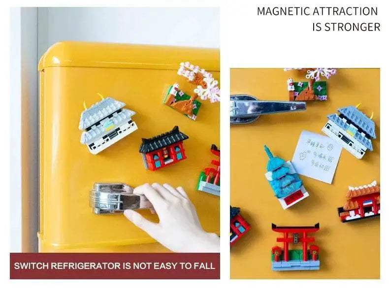 SEMBO BLOCK Japan Architecture Fridge Magnets Cherry Blossom Bricks DIY Gifts Toys for Young Child Adults - ToylandEU