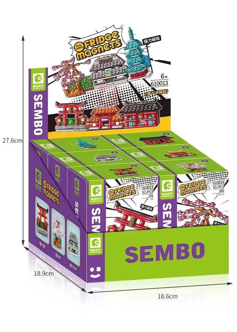 SEMBO BLOCK Japan Architecture Fridge Magnets Cherry Blossom Bricks DIY Gifts Toys for Young Child Adults - ToylandEU