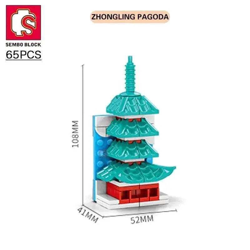 SEMBO BLOCK Japan Architecture Fridge Magnets Cherry Blossom Bricks DIY Gifts Toys for Young Child Adults - ToylandEU
