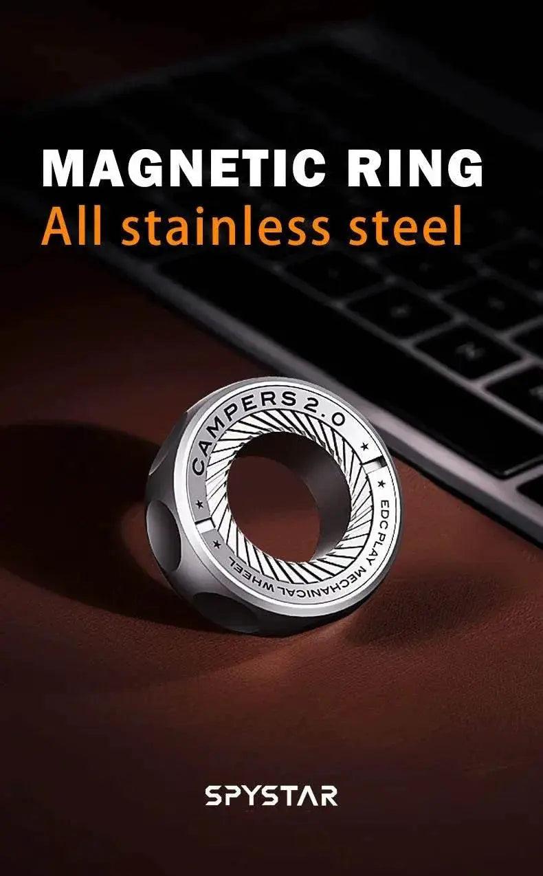  SPYSTAR Magnetic Fidget Ratchet Ring EDC Toys Adjustable Haptic Ring Stainless Steel Fingertip Metal Tyre Toys Stress Spinner -  ToylandEU™