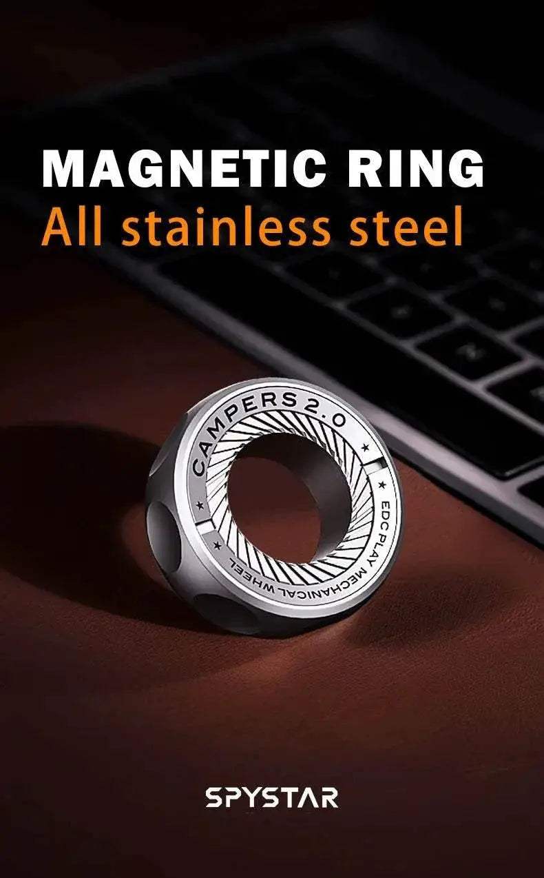 SPYSTAR Magnetic Fidget Ratchet Ring EDC Toys Adjustable Haptic Ring Stainless Steel Fingertip Metal Tyre Toys Stress Spinner - ToylandEU