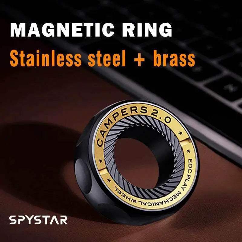 SPYSTAR Magnetic Fidget Ratchet Ring EDC Toys Adjustable Haptic Ring Stainless Steel Fingertip Metal Tyre Toys Stress Spinner - ToylandEU