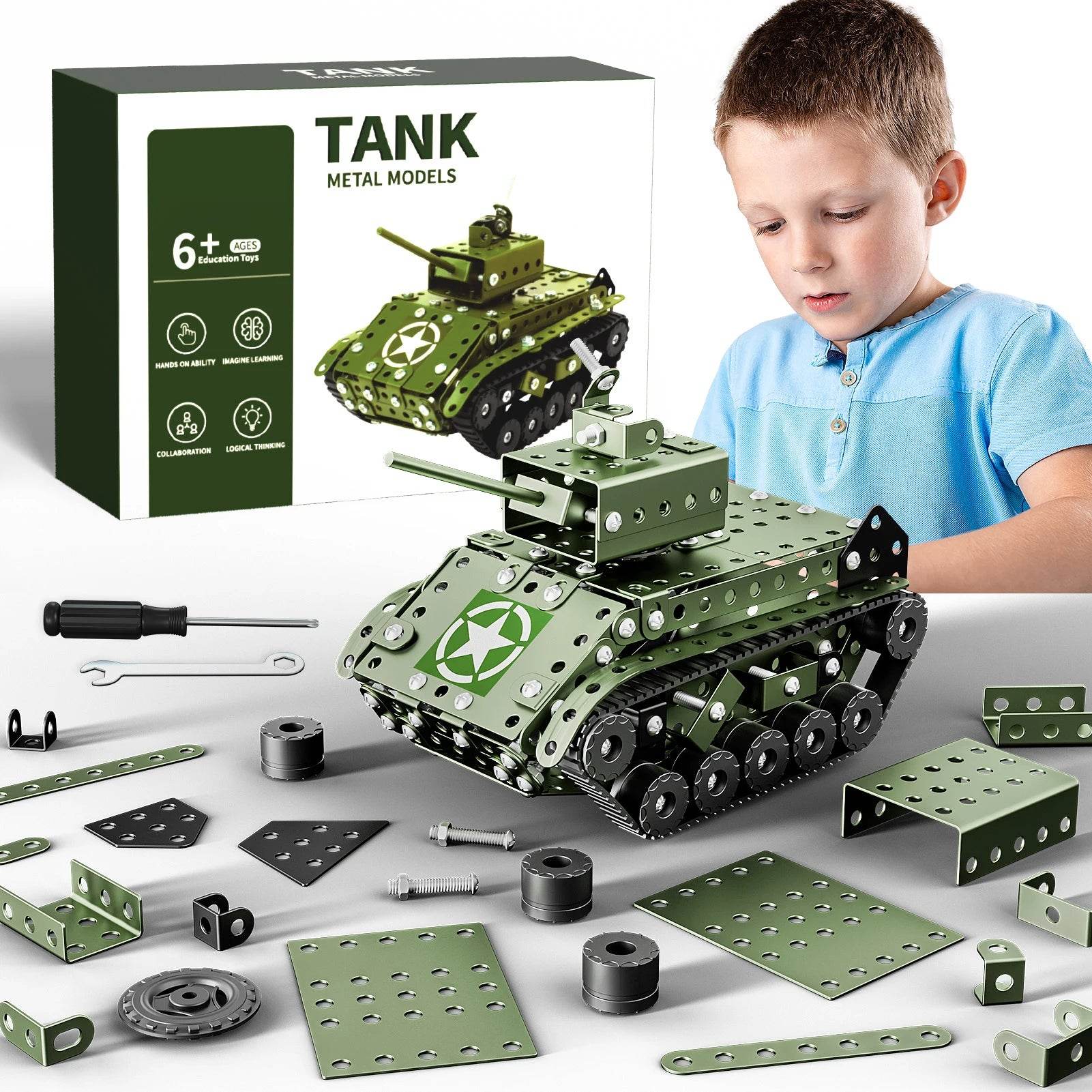 STEM Building Projects Model Army Tank Set - 284 PCS Kits - ToylandEU