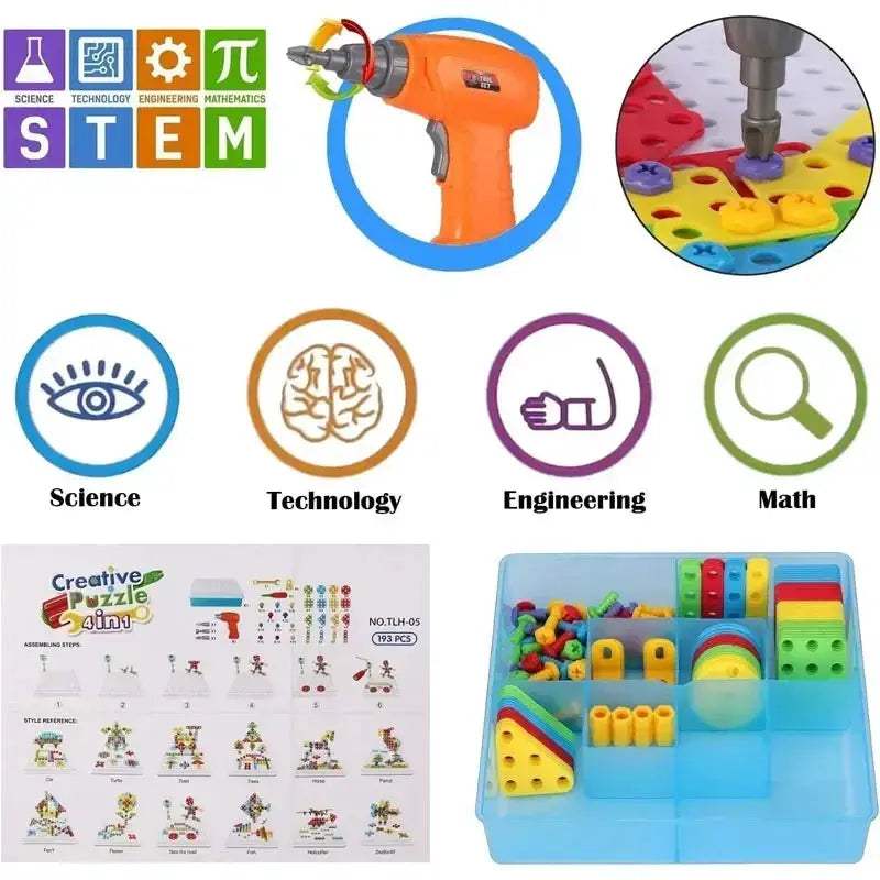STEM Drill Building Kit For Kids Educational Montessori Set - ToylandEU