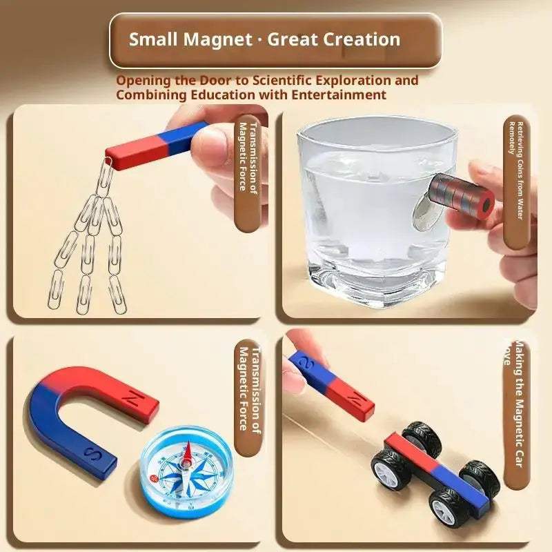STEM Magnetic Kit For Kids With Bar, Ring, Horseshoe Magnets - ToylandEU