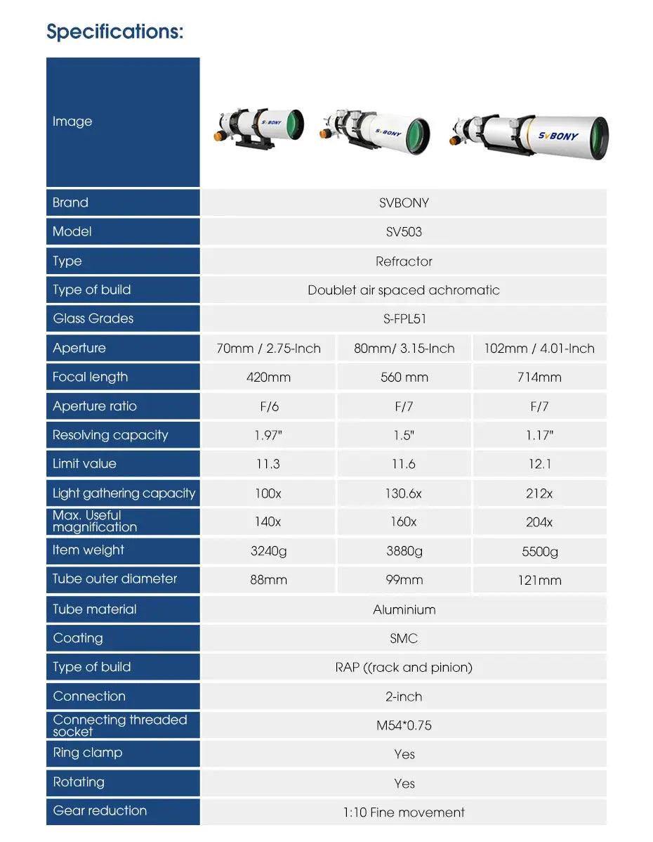  SV503 Astro Telescope 102ED Achromatic Refractor Elite -  ToylandEU™