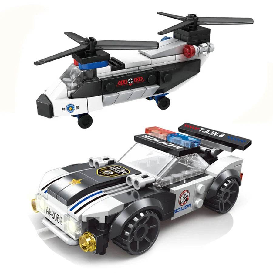 SWAT City Police Plane Building Blocks Dual-Rotor Helicopter Kits - ToylandEU