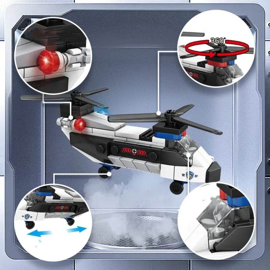 SWAT City Police Plane Building Blocks Dual-Rotor Helicopter Kits - ToylandEU