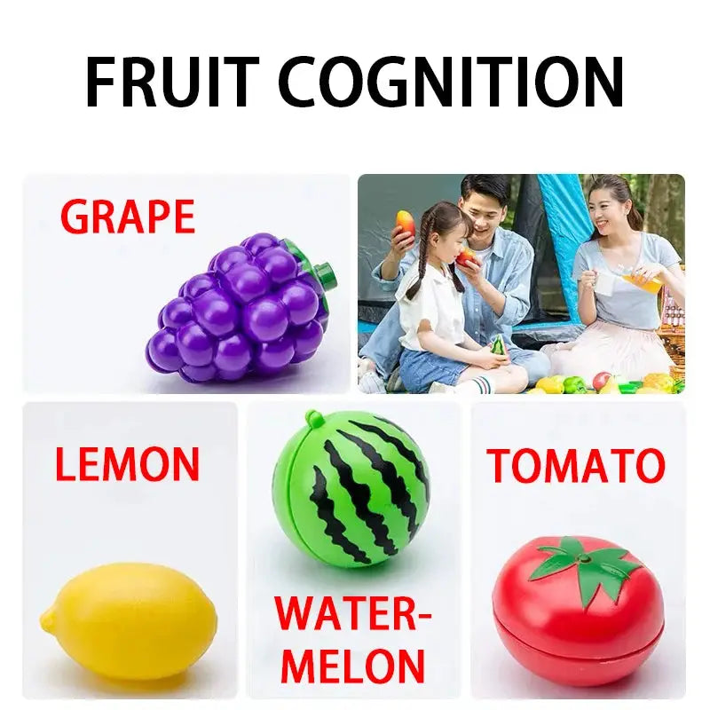 Cutting Play Food Toy for Kids Kitchen Pretend Fruit &Vegetables Accessories Educational Toy Food kit for Toddler Children Gift - ToylandEU