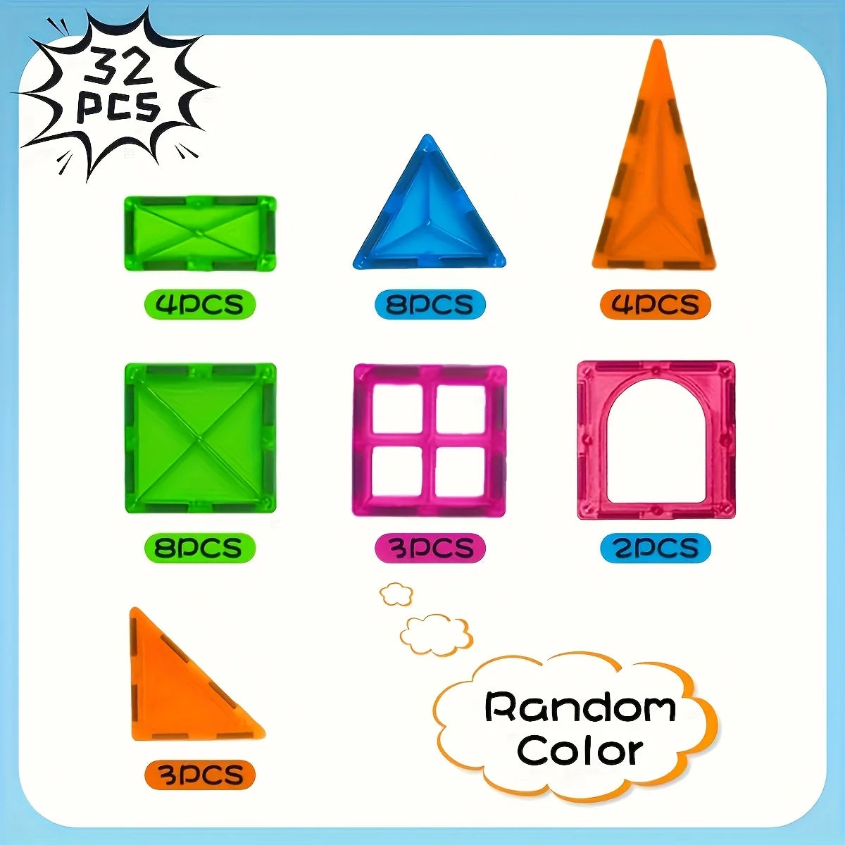 Magnetic Building Blocks | 3D Puzzle | Ages 4-6 Years | Random Colors