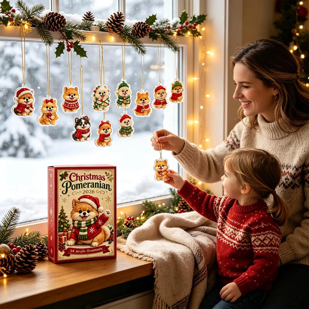 Advent Calendar | 24 Day Dog Ornaments | 2D Acrylic Christmas Countdown | Door Window And Tree Decor