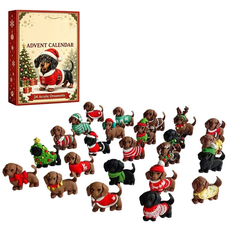 Advent Calendar | 2026 3D Dachshund | 24 Day Sausage Dog Surprise Gift Box | Cute Xmas Decoration