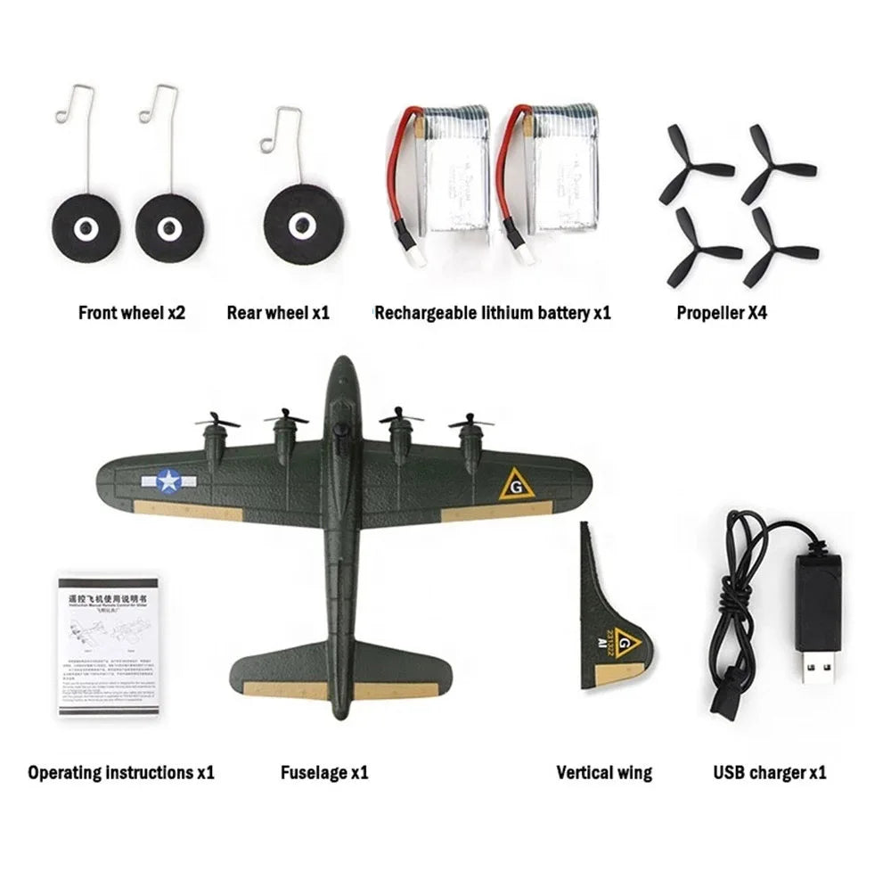 RC FX817 B17 Remote Control Fighter Plane - 2.4G 2CH Foam RC Aircraft for Kids, Perfect Gift for Children