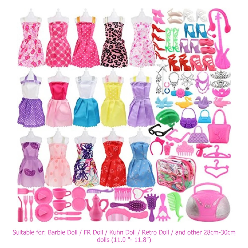 Barbie Doll Clothes Set 106 Piece Fashion Wardrobe Complete Collection