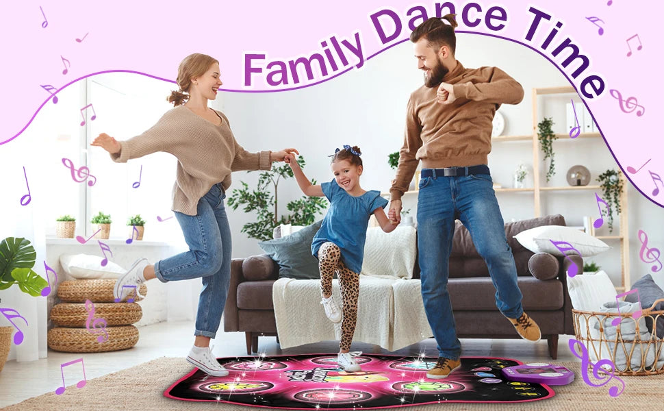 Bluetooth Dance Mat for Kids - 27 Levels, 6 LED Keys, Interactive Music Game Toy for Ages 3-8