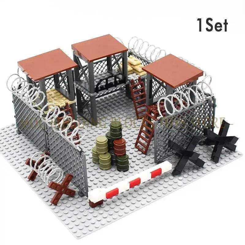 Premium Military Scene Building Set Lego Compatible With Barbed Wire Sandbags And Army Figures For Military Enthusiasts - ToylandEU