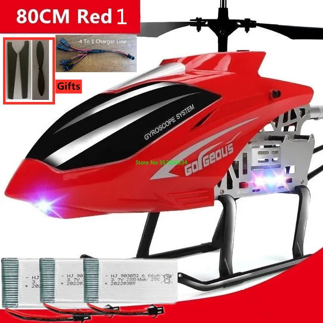 RC 150M Remote Control Large Alloy Electric Helicopter Drone Toy with LED Lights and Anti-Fall Design