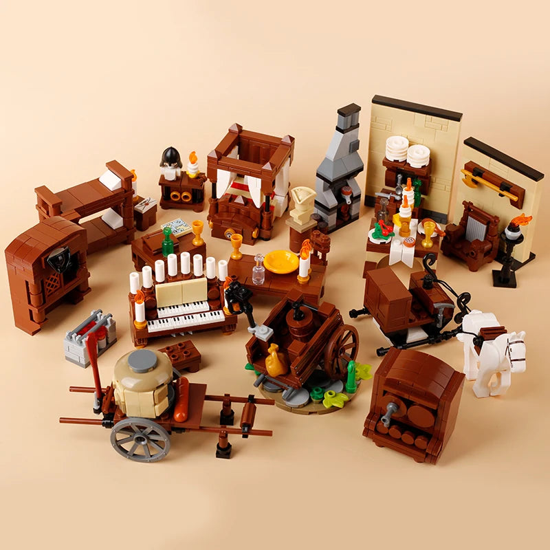 Building Blocks | Compatible With Lego | Medieval Furniture Set | For Kids