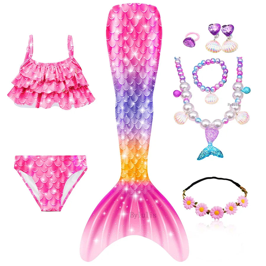 Girls Mermaid Tail Costume | Swimmable Mermaid Tail | Polyester Elastane | Sizes