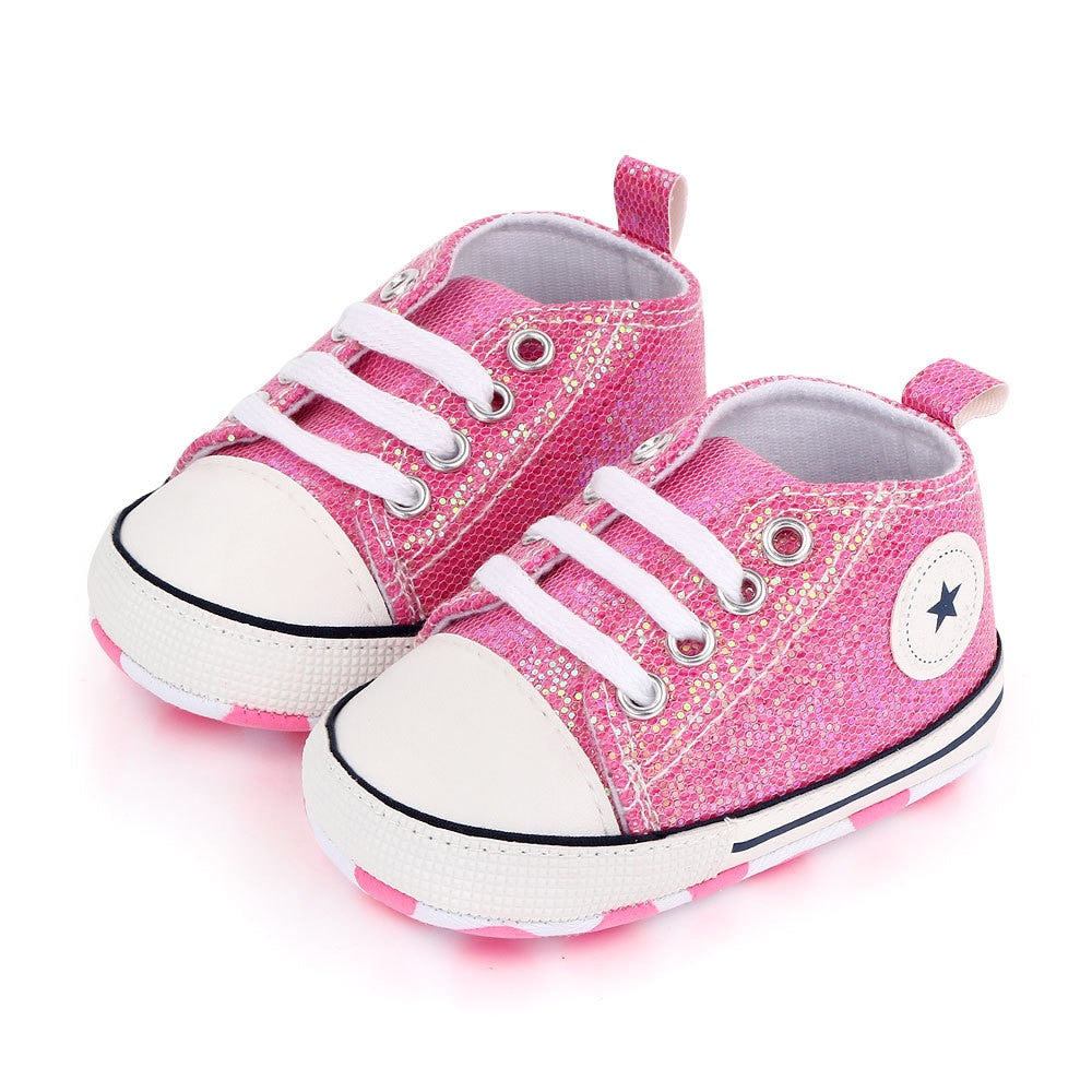 Fashionable Bling Canvas Shoes for Baby Girls - Soft Sole Toddler Sneakers - ToylandEU