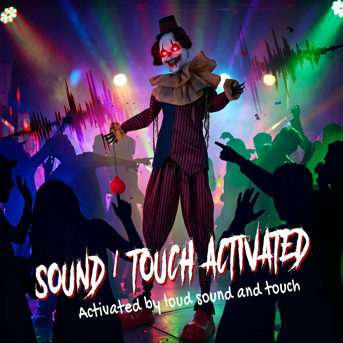 Giant Animated Clown | Touch Activated | Light Up Eyes | Yard Halloween Decor