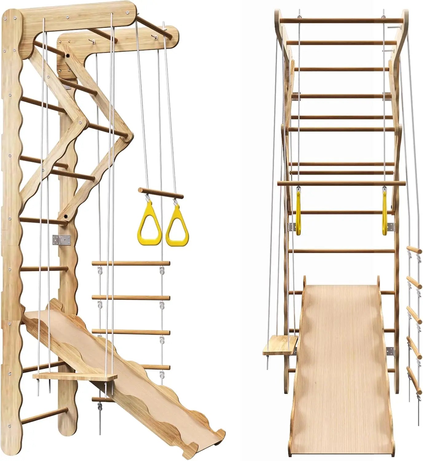Wooden Indoor Jungle Gym With Swedish Ladder Promotes Active Play