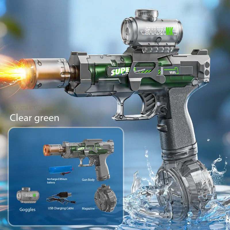 Electric Water Gun With Flame Effect Lights High Speed Blaster